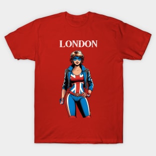 London England Female Comic Book Super Hero T-Shirt